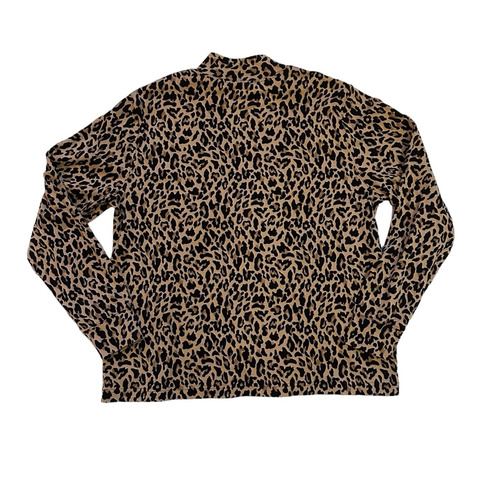COPY Lands End Shirt Large Petite leopard print BrownBlack mock neck long sleeve